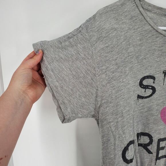 Wildfox Stay Creepy Grey Oversized Short Sleeve Tee Shirt - Picture 3 of 7